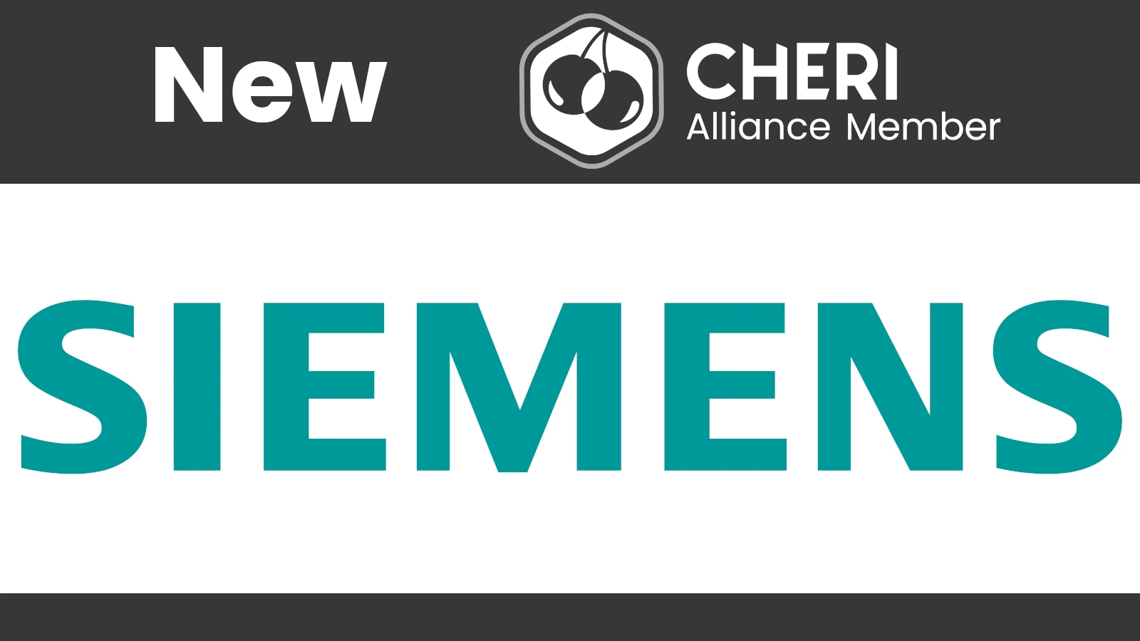 Welcome Siemens with the CHERI Alliance Member logo in the bottom right.