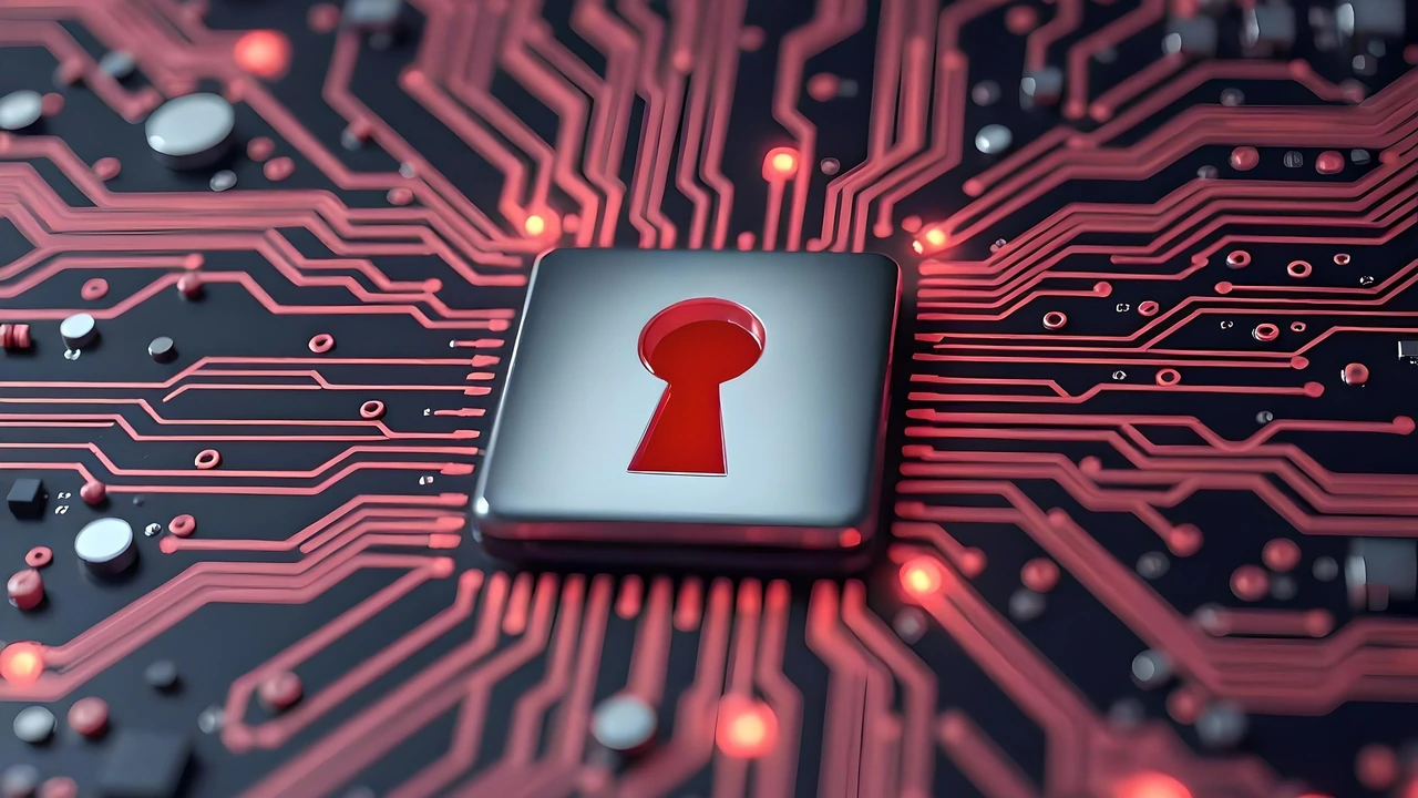 Red connectors leading to a key hole